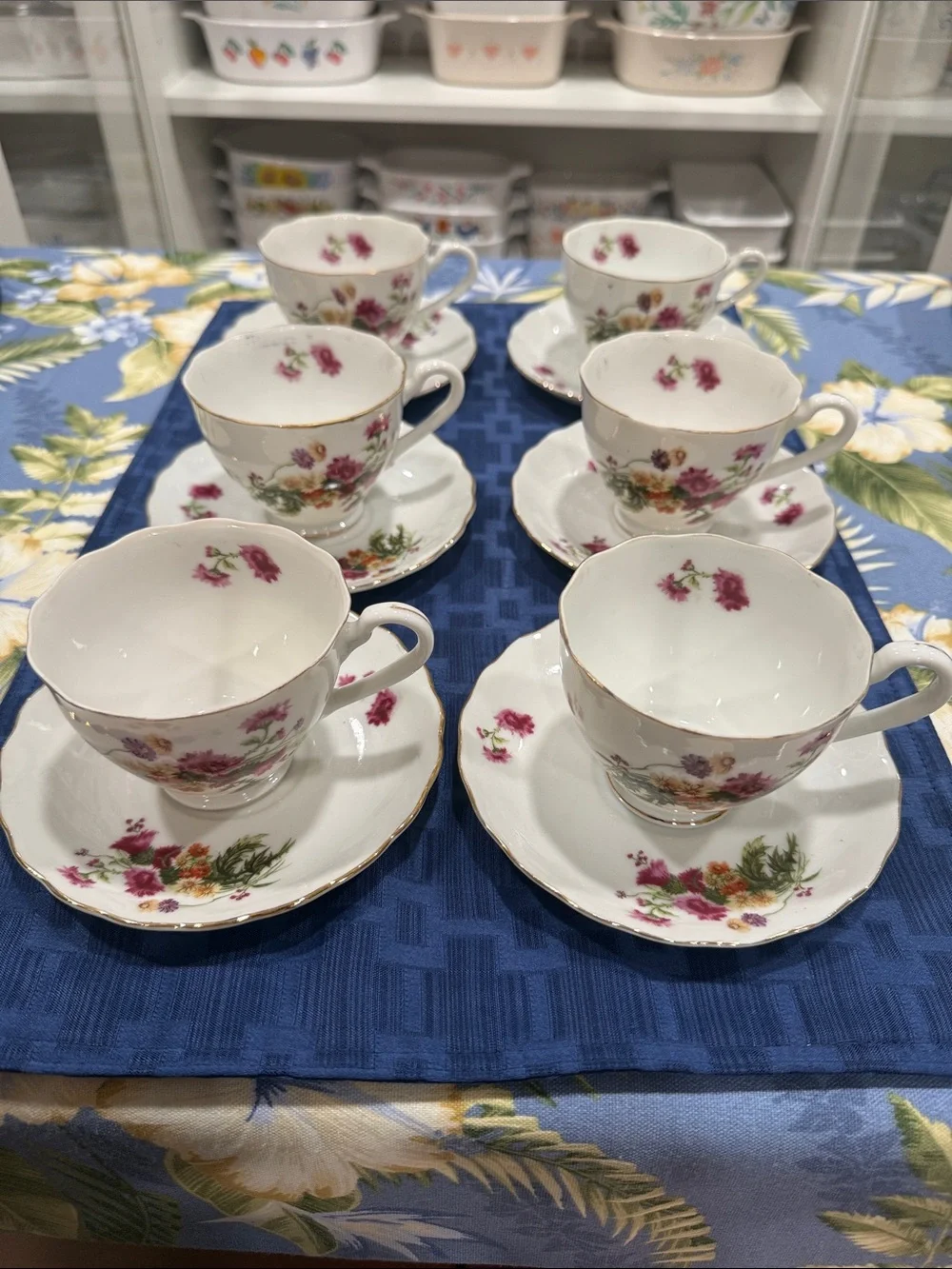Fine Porcelain Floral Tea Cup and Saucer Set - White with Pink Floral Accents
